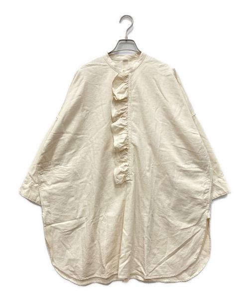 45R（フォーティファイブ・アール）45R (フォーティファイブ・アール) ONEONE いろいろホワイトのフリルチュニック ベージュ サイズ:00の古着・服飾アイテム