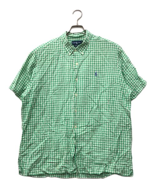 RALPH LAUREN（ラルフローレン）RALPH LAUREN (ラルフローレン) BOB CAMP リネンシルクギンガムチェックシャツ グリーン サイズ:Lの古着・服飾アイテム