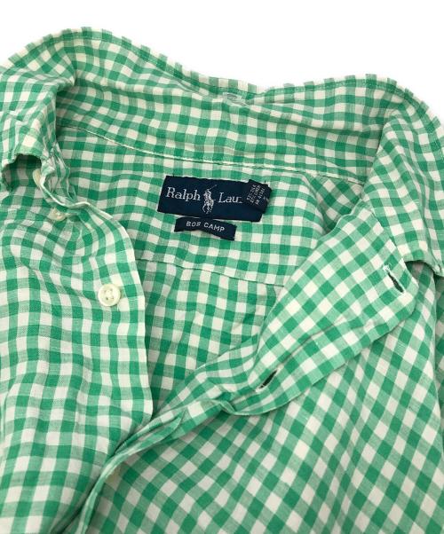 RALPH LAUREN（ラルフローレン）RALPH LAUREN (ラルフローレン) BOB CAMP リネンシルクギンガムチェックシャツ グリーン サイズ:Lの古着・服飾アイテム
