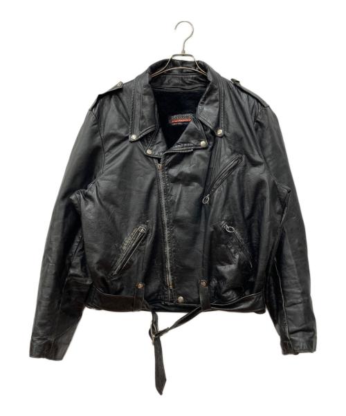 BROOKS（ブルックス）BROOKS (ブルックス) 80’sダブルレザージャケット ブラック サイズ:Lの古着・服飾アイテム