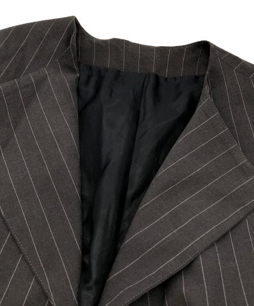 BACCA（バッカ）BACCA (バッカ) リネンコットンストライプ ノーカラーベスト グレー サイズ:36の古着・服飾アイテム