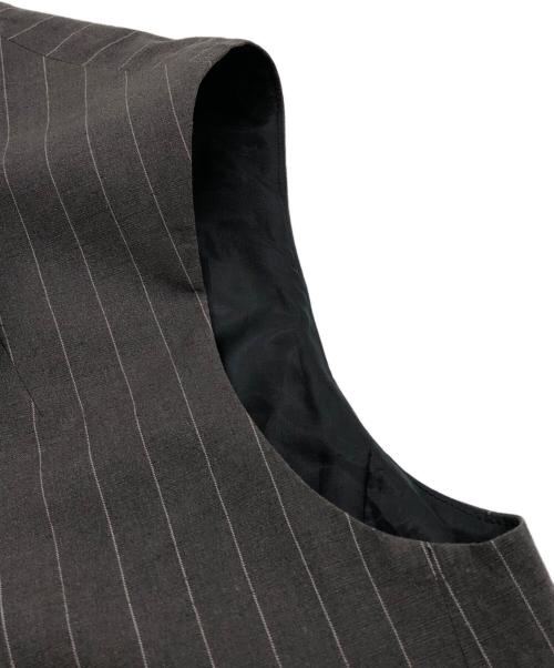 BACCA（バッカ）BACCA (バッカ) リネンコットンストライプ ノーカラーベスト グレー サイズ:36の古着・服飾アイテム