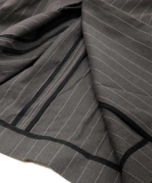 BACCA（バッカ）BACCA (バッカ) リネンコットンストライプ ノーカラーベスト グレー サイズ:36の古着・服飾アイテム