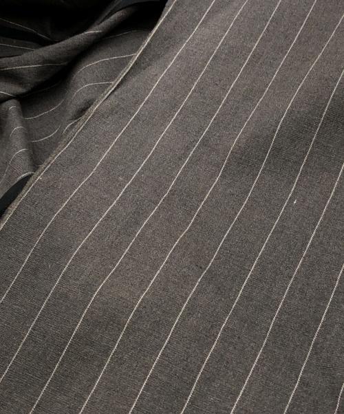 BACCA（バッカ）BACCA (バッカ) リネンコットンストライプ ノーカラーベスト グレー サイズ:36の古着・服飾アイテム