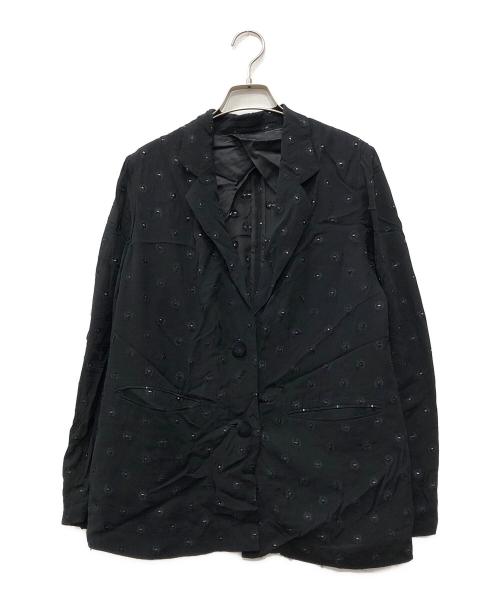 BACCA（バッカ）BACCA (バッカ) ブラックフラワー ソフトジャケット ブラック サイズ:36の古着・服飾アイテム