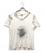 NUMBER (N)INEナンバーナイン）の古着「ダメージ加工VネックTシャツ」｜ホワイト