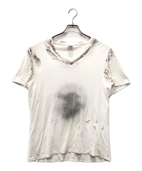 NUMBER (N)INE（ナンバーナイン）NUMBER (N)INE (ナンバーナイン) ダメージ加工VネックTシャツ ホワイト サイズ:3の古着・服飾アイテム