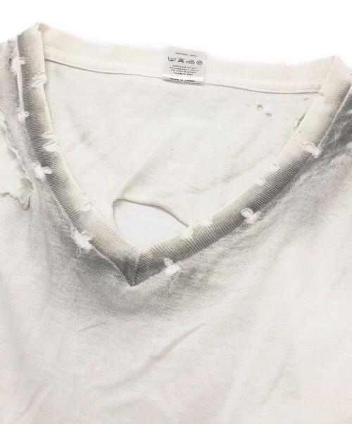 NUMBER (N)INE（ナンバーナイン）NUMBER (N)INE (ナンバーナイン) ダメージ加工VネックTシャツ ホワイト サイズ:3の古着・服飾アイテム