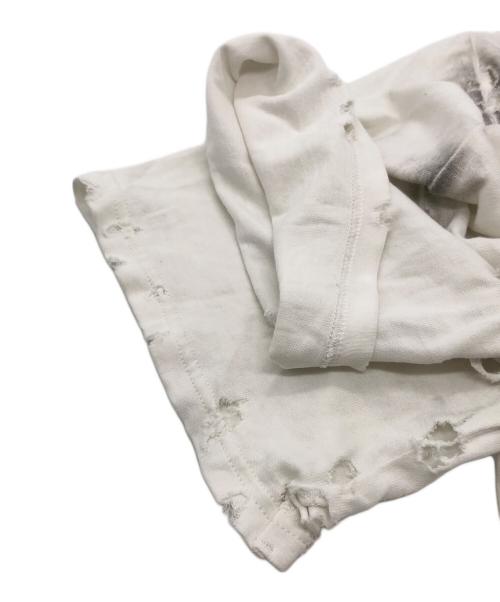 NUMBER (N)INE（ナンバーナイン）NUMBER (N)INE (ナンバーナイン) ダメージ加工VネックTシャツ ホワイト サイズ:3の古着・服飾アイテム