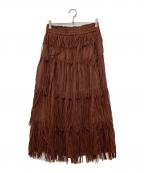 crinkle crinkle crinkleクリンクル クリンクル クリンクル）の古着「フリンジスカート」｜ブラウン