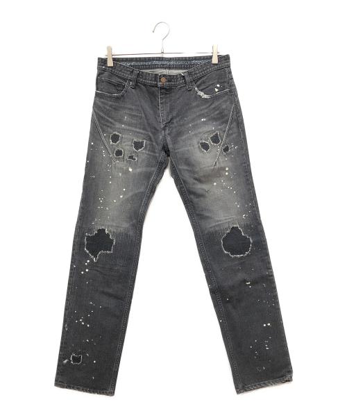 NUMBER (N)INE（ナンバーナイン）NUMBER (N)INE (ナンバーナイン) ダメージデニムパンツ ブラック サイズ:3×30の古着・服飾アイテム