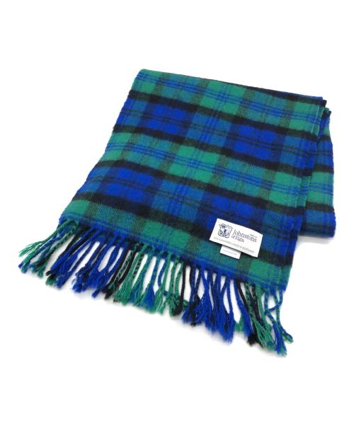 JOHNSTONS OF ELGIN（ジョンストンズオブエルガン）JOHNSTONS OF ELGIN (ジョンストンズオブエルガン) カシミヤチェックマフラー グリーン サイズ:下記参照の古着・服飾アイテム