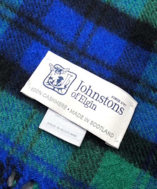 JOHNSTONS OF ELGIN（ジョンストンズオブエルガン）JOHNSTONS OF ELGIN (ジョンストンズオブエルガン) カシミヤチェックマフラー グリーン サイズ:下記参照の古着・服飾アイテム