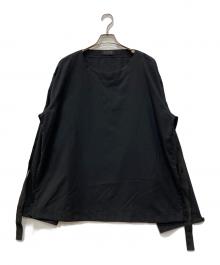 s'yte（サイト）の古着「WOOL/POLYESTER TROPICAL CREW NECK TAPED SLEEVES PULLOVER SHIRT」｜ブラック