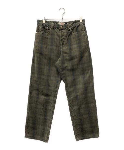 stussy（ステューシー）stussy (ステューシー) BIG OL JEANS CANVAS PLAID グリーン サイズ:28の古着・服飾アイテム