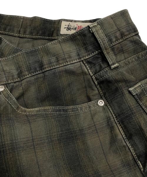 stussy（ステューシー）stussy (ステューシー) BIG OL JEANS CANVAS PLAID グリーン サイズ:28の古着・服飾アイテム