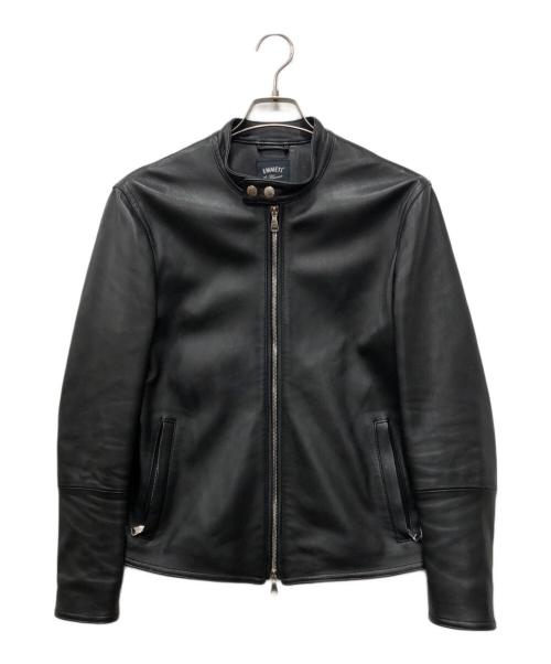 EMMETI（エンメティ）EMMETI (エンメティ) ラムレザーシングルジャケット ブラック サイズ:46の古着・服飾アイテム