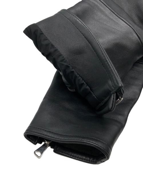 EMMETI（エンメティ）EMMETI (エンメティ) ラムレザーシングルジャケット ブラック サイズ:46の古着・服飾アイテム