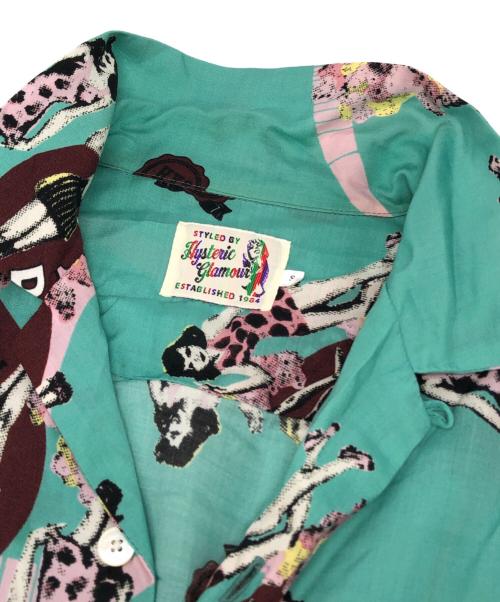 Hysteric Glamour（ヒステリックグラマー）Hysteric Glamour (ヒステリックグラマー) SWEET 16 DOLLS柄オープンカラーシャツ グリーン サイズ:Sの古着・服飾アイテム