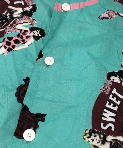 Hysteric Glamour（ヒステリックグラマー）Hysteric Glamour (ヒステリックグラマー) SWEET 16 DOLLS柄オープンカラーシャツ グリーン サイズ:Sの古着・服飾アイテム
