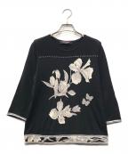 LEONARDレオナール）の古着「装飾フラワーニット」｜ブラック