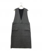 DRAWERドゥロワー）の古着「ウール リバー Vネック ノースリーブ ワンピース」｜グレー