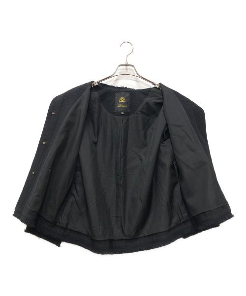 DRAWER（ドゥロワー）Drawer (ドゥロワー) ツイードフリンジノーカラージャケット ブラック サイズ:38の古着・服飾アイテム