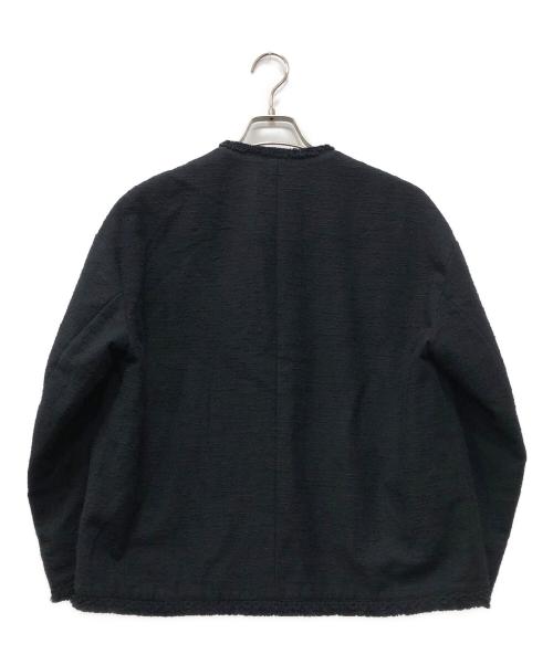 DRAWER（ドゥロワー）Drawer (ドゥロワー) ツイードフリンジノーカラージャケット ブラック サイズ:38の古着・服飾アイテム