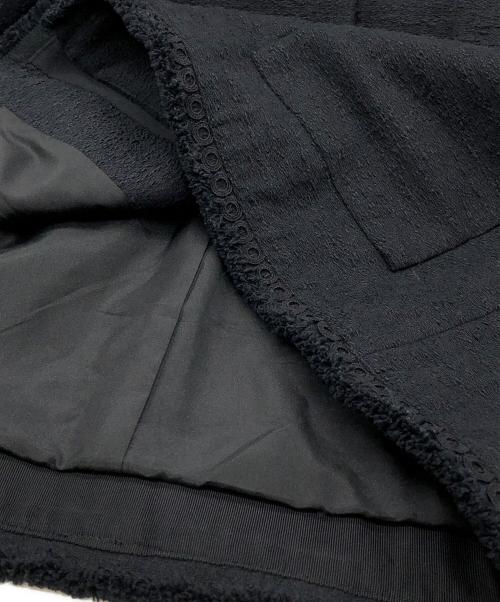 DRAWER（ドゥロワー）Drawer (ドゥロワー) ツイードフリンジノーカラージャケット ブラック サイズ:38の古着・服飾アイテム