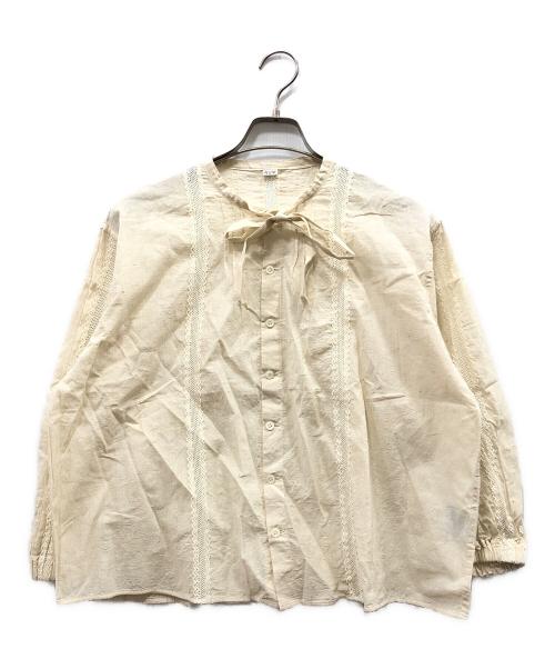 45R（フォーティファイブ・アール）45R (フォーティファイブ・アール) インドカディのリボンブラウス アイボリー サイズ:03の古着・服飾アイテム