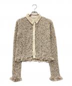 CLANEクラネ）の古着「MIX MESH GATHER SHIRT」｜ベージュ