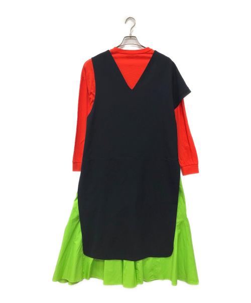 ENFOLD（エンフォルド）ENFOLD (エンフォルド) ダブルクロスレイヤーワンピース ネイビー サイズ:36の古着・服飾アイテム