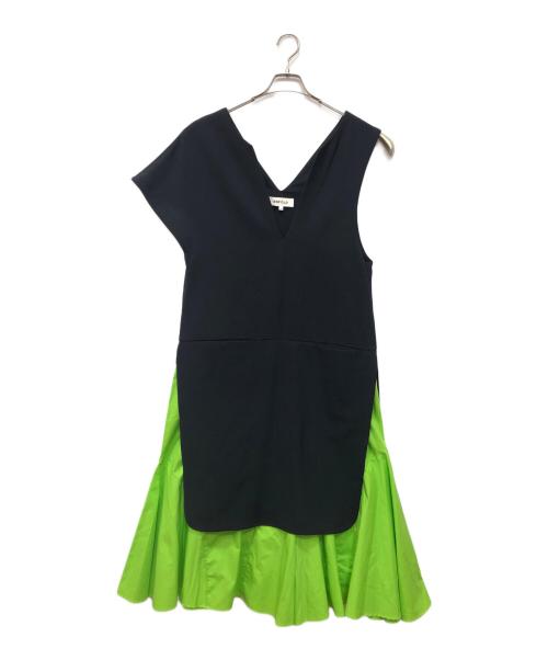 ENFOLD（エンフォルド）ENFOLD (エンフォルド) ダブルクロスレイヤーワンピース ネイビー サイズ:36の古着・服飾アイテム