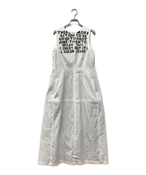 MM6 Maison Margiela（エムエムシックスメゾンマルジェラ）MM6 Maison Margiela (エムエムシックスメゾンマルジェラ) エイズロゴ ノースリーブワンピース ホワイト×ブラック サイズ:36の古着・服飾アイテム