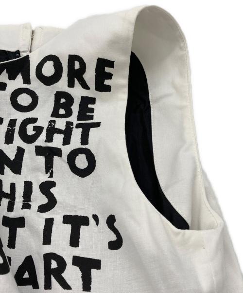 MM6 Maison Margiela（エムエムシックスメゾンマルジェラ）MM6 Maison Margiela (エムエムシックスメゾンマルジェラ) エイズロゴ ノースリーブワンピース ホワイト×ブラック サイズ:36の古着・服飾アイテム