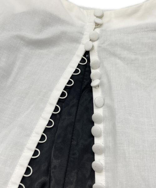 MM6 Maison Margiela（エムエムシックスメゾンマルジェラ）MM6 Maison Margiela (エムエムシックスメゾンマルジェラ) エイズロゴ ノースリーブワンピース ホワイト×ブラック サイズ:36の古着・服飾アイテム