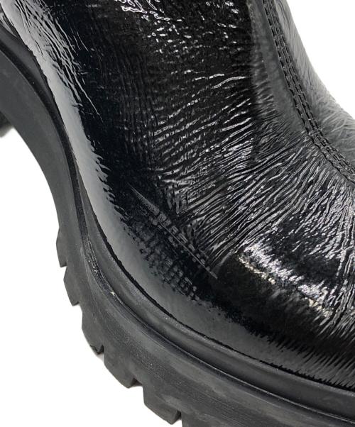 MIU MIU（ミュウミュウ）MIU MIU (ミュウミュウ) エナメルチャンキーヒールブーツ ブラック サイズ:36.5の古着・服飾アイテム