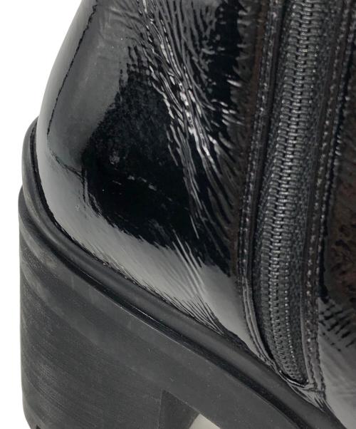 MIU MIU（ミュウミュウ）MIU MIU (ミュウミュウ) エナメルチャンキーヒールブーツ ブラック サイズ:36.5の古着・服飾アイテム