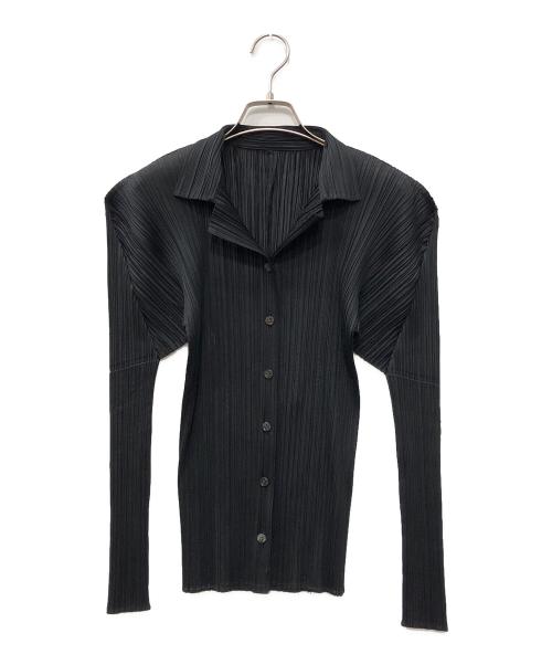 PLEATS PLEASE（プリーツプリーズ）PLEATS PLEASE (プリーツプリーズ) プリーツカーディガン ブラック サイズ:3の古着・服飾アイテム