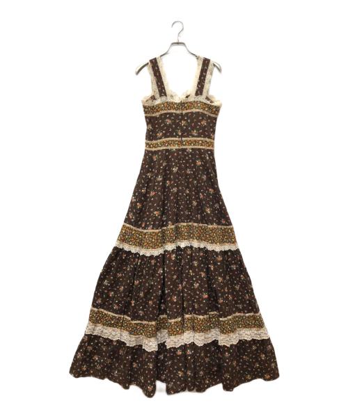 gunne sax（ガ二―サックス）gunne sax (ガ二―サックス) レトロフラワーキャミソールワンピース ブラウン サイズ:9の古着・服飾アイテム