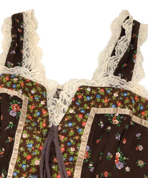 gunne sax（ガ二―サックス）gunne sax (ガ二―サックス) レトロフラワーキャミソールワンピース ブラウン サイズ:9の古着・服飾アイテム