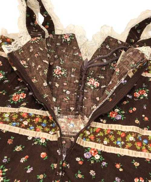 gunne sax（ガ二―サックス）gunne sax (ガ二―サックス) レトロフラワーキャミソールワンピース ブラウン サイズ:9の古着・服飾アイテム