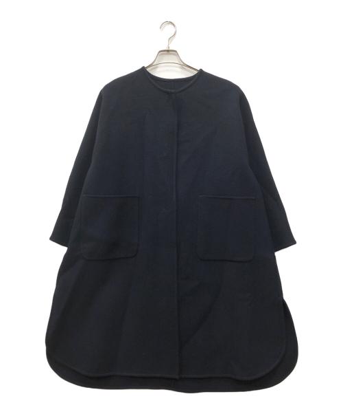 SHIPS（シップス）SHIPS (シップス) ウールダブルフェイスノーカラーコート ネイビー サイズ:36の古着・服飾アイテム