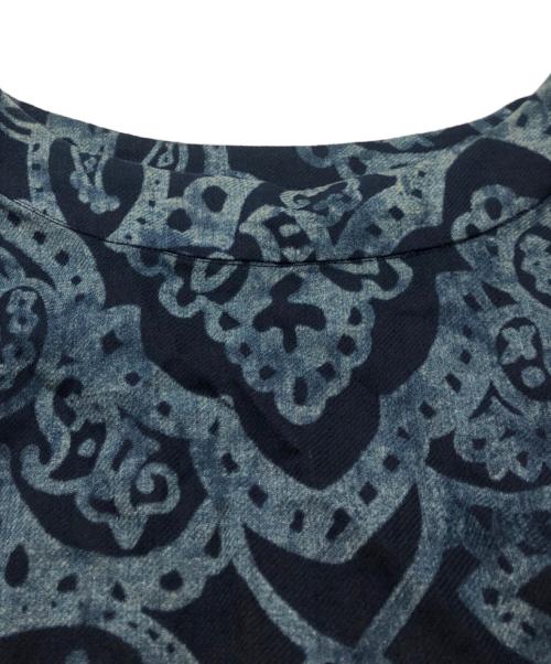45R（フォーティファイブ・アール）45R (フォーティファイブ・アール) インディゴ胡桃抜染プリントワンピース ネイビー サイズ:3の古着・服飾アイテム