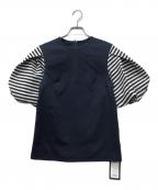 BORDERS at BALCONYボーダーズアットバルコニー）の古着「PUFF SLEEVE TEE」｜ネイビー×ホワイト