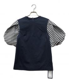 BORDERS at BALCONY（ボーダーズアットバルコニー）の古着「PUFF SLEEVE TEE」｜ネイビー×ホワイト