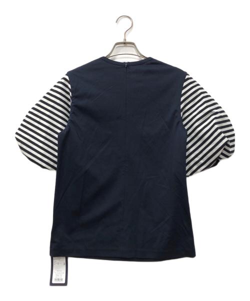 BORDERS at BALCONY（ボーダーズアットバルコニー）BORDERS AT BALCONY (ボーダーズアットバルコニー) PUFF SLEEVE TEE ネイビー×ホワイト サイズ:36の古着・服飾アイテム