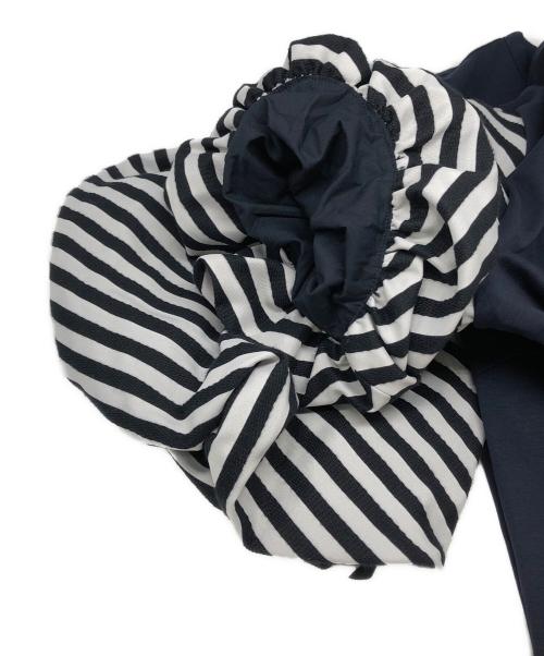 BORDERS at BALCONY（ボーダーズアットバルコニー）BORDERS AT BALCONY (ボーダーズアットバルコニー) PUFF SLEEVE TEE ネイビー×ホワイト サイズ:36の古着・服飾アイテム