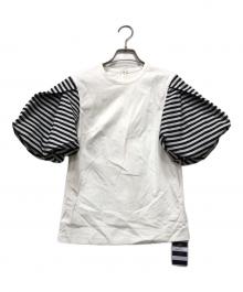 BORDERS at BALCONY（ボーダーズアットバルコニー）の古着「別注HEART NECK TWILL BLOUSE」｜ホワイト