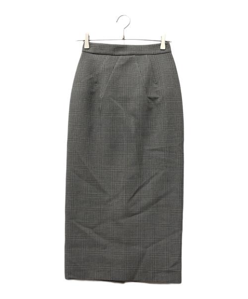 N°21（ヌメロヴェントゥーノ）N°21 (ヌメロヴェントゥーノ) フロントボタンチェックタイトスカート ブラック サイズ:38 未使用品の古着・服飾アイテム